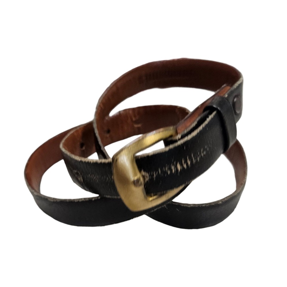 Giaimontes Black Leather Belt With Brass Buckle Italian Made 30 Business Casual‎